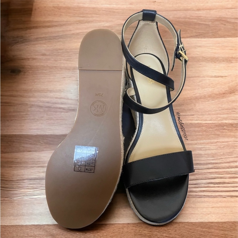 Michael Kors Serena Espadrille Wedge Sandals Black BRAND NEW NEVER WORN - Picture 4 of 4